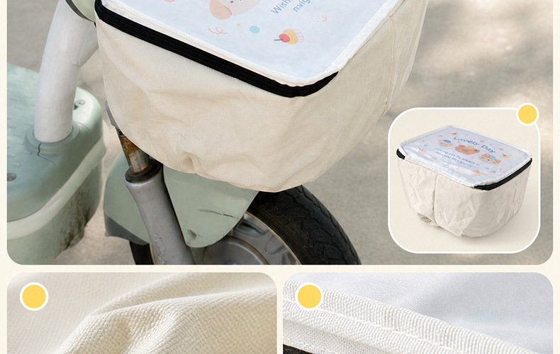 New electric bike front basket PVC waterproof cover, bicycle basket dust cover, cartoon-themed universal modification accessory