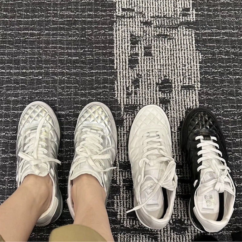 Xiaoxiang シルバー新 25S ドイツトレーニングシューズ女性のための菱形フォレストシューズ Xiaoxiang スタイルカジュアルスポーツフラット白靴女性のための|undefined