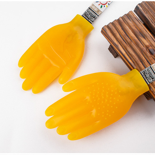 Health and Wellness Meridian Scraping with Wang Honggang's Ancient Method Meridian Scraping Palm, Yellow Small Hand Silicone Scraping Stick, Full Body Knocking Hammer
