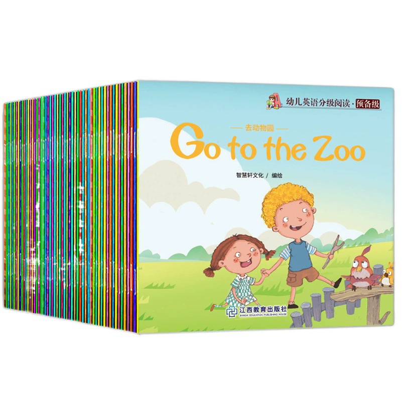 Детский английский градуированное чтение полный 60 детский сад Детская английская книга с картинками Просвещение раннее образование английская иллюстрированная книга