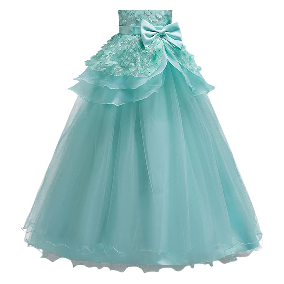 Amazon popular de las niñas princesa vestido de los niños vestido de novia pettiskirt niña de las flores bordado vestido de rendimiento Falda larga