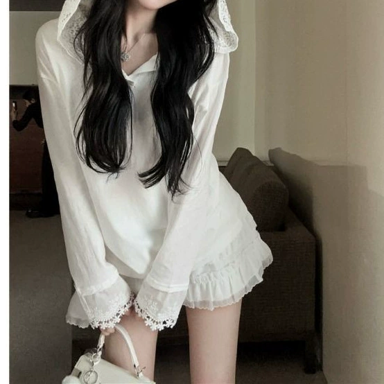 Вязанная крючком кружевная футболка с капюшоном в стиле Pure Desire для женщин с уникальным дизайном, повседневный свободный универсальный топ для похудения.