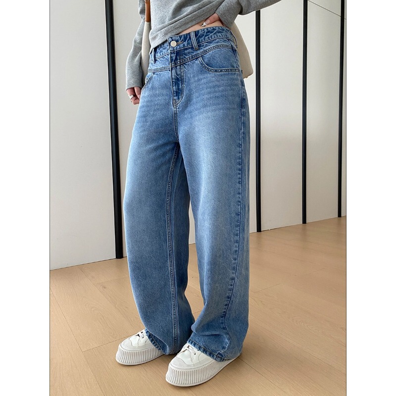 Sinan Deconstructed Design Lyocell Tencel High-Waisted Slimming Casual Straight Wide-Leg Jeans Sn8690 Sinan Deconstructed Design Lyocell Tencel High-Waisted Slimming Casual Straight Wide-Leg Jeans Sn8690