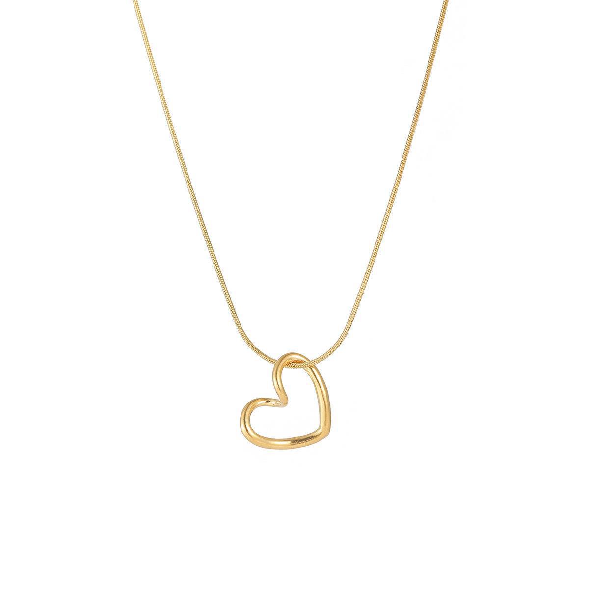 PVD Coated Real Gold Plated 18K Gold Heart Shape 304 Stainless Steel Elegant Waterproof Non Tarnish 304 Stainless Steel Pendant Necklace