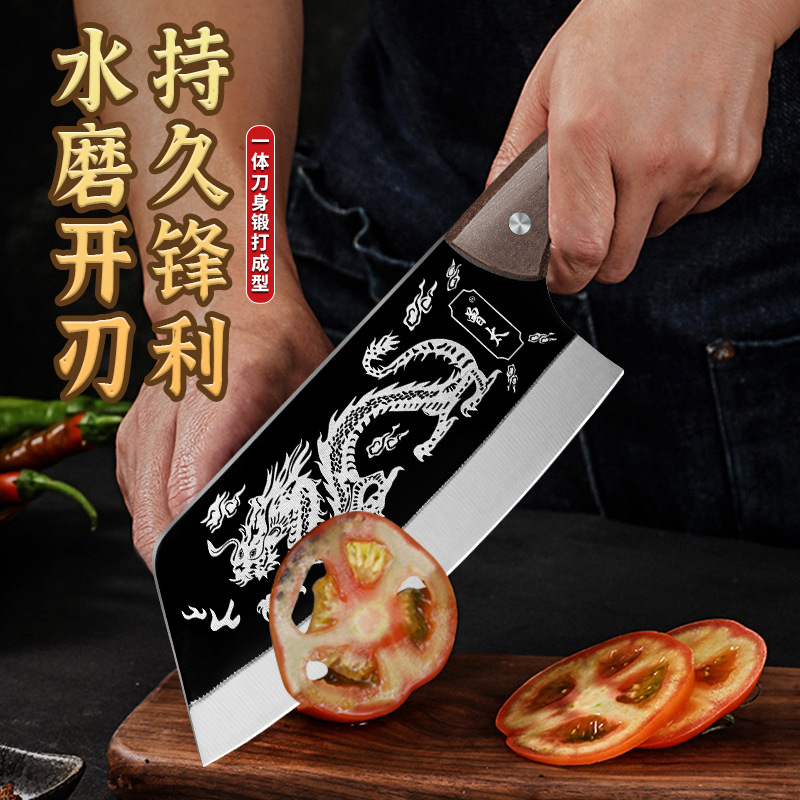Corriendo ríos y lagos cuchillo de cocina forjado a mano patrón de dragón cuchillo de rebanar Acero inoxidable hogar afilado Cuchillo de cocina fábrica