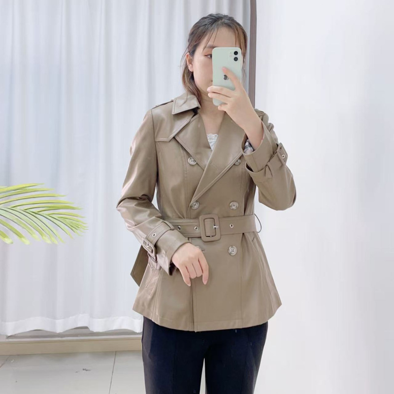 汉派品牌专柜短外女2025早秋新款收腰PU皮风衣外套女小个子10|undefined