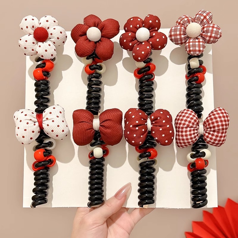 Flores para niños arco línea telefónica anillo de cabello cola de caballo burbuja trenzada cuerda de cabello artefacto para niñas atar cabello cuerda de cabello