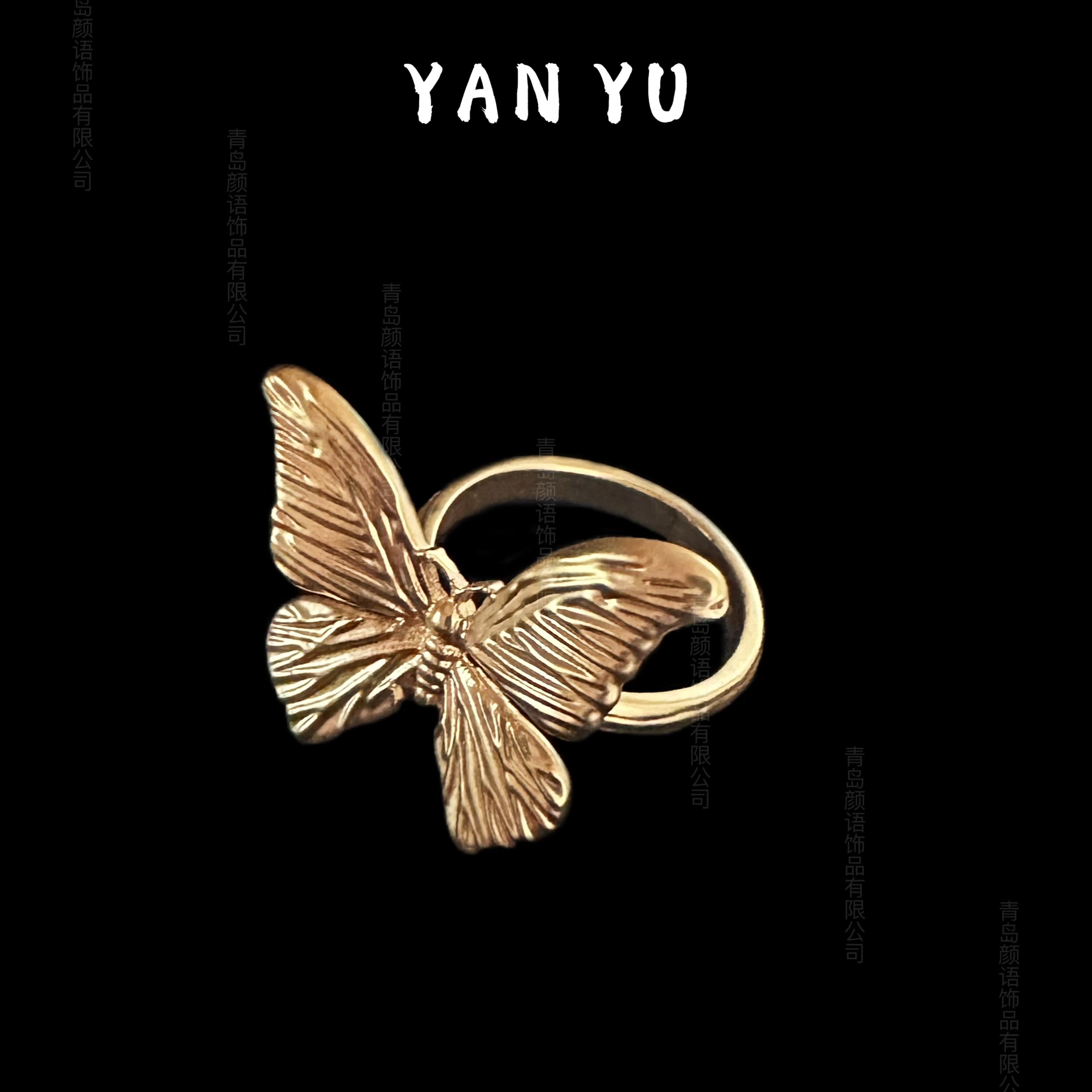 Retro small design one size brass three dimensional elegant ring