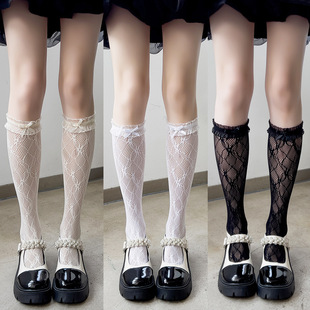 Spring and summer thin lace calf socks Japanese Lolita girl lace bow long tube fairy socks manufacturers wholesale