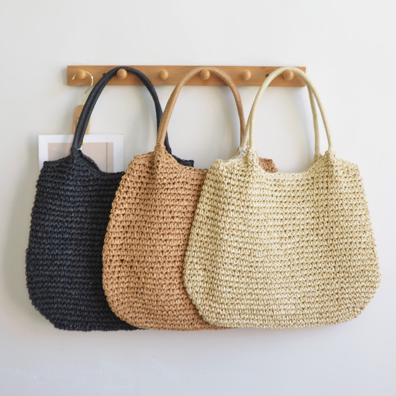 2023 New Summer Straw Bag Simple Large Capacity All-match Handbag Fashion Holiday Shoulder Bag Women's Bag