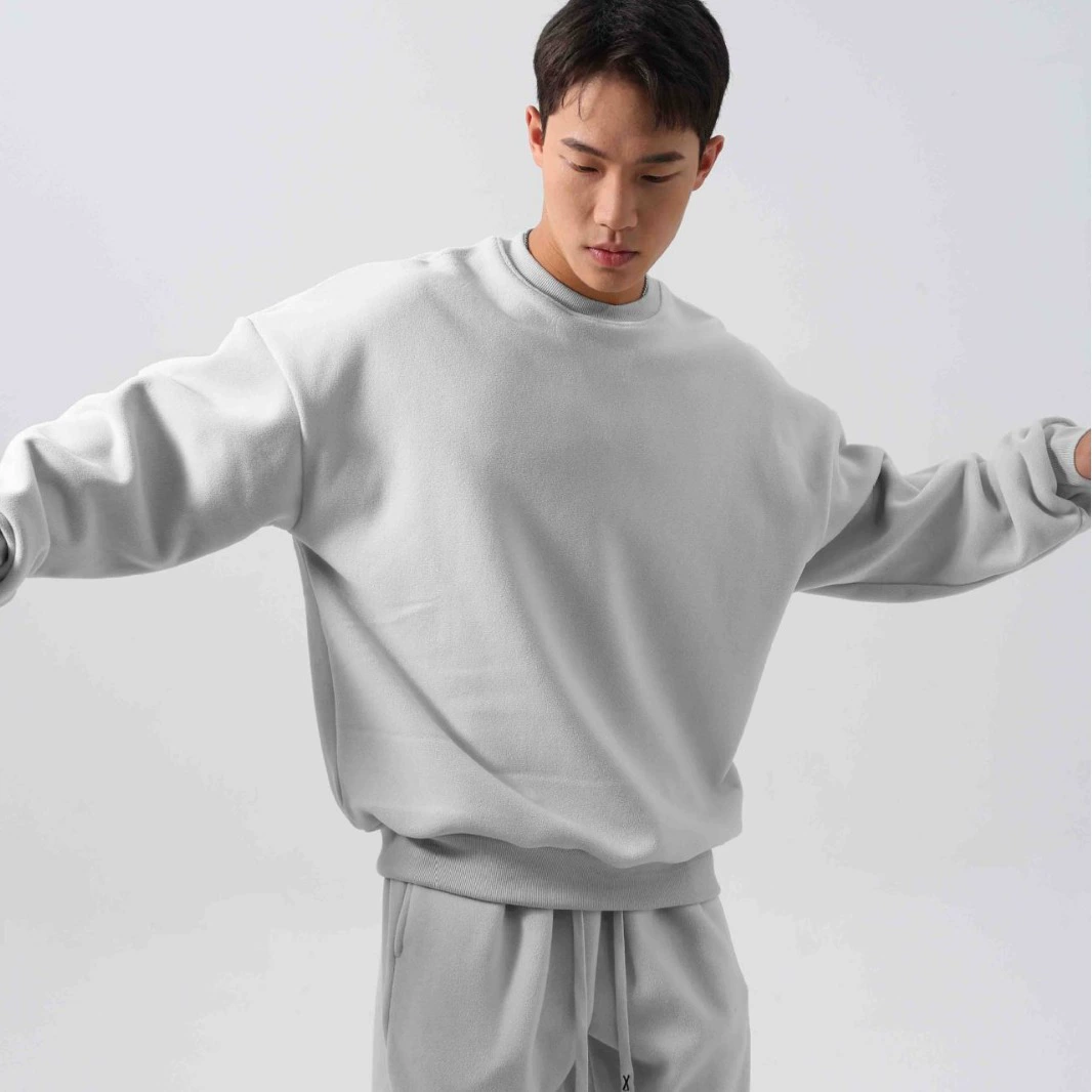 480 высококилограммовые тяжелые осенние и зимние спортивные костюмы мужское свободное пальто с длинными рукавами и круглым вырезом плюс бархатные толстые брюки