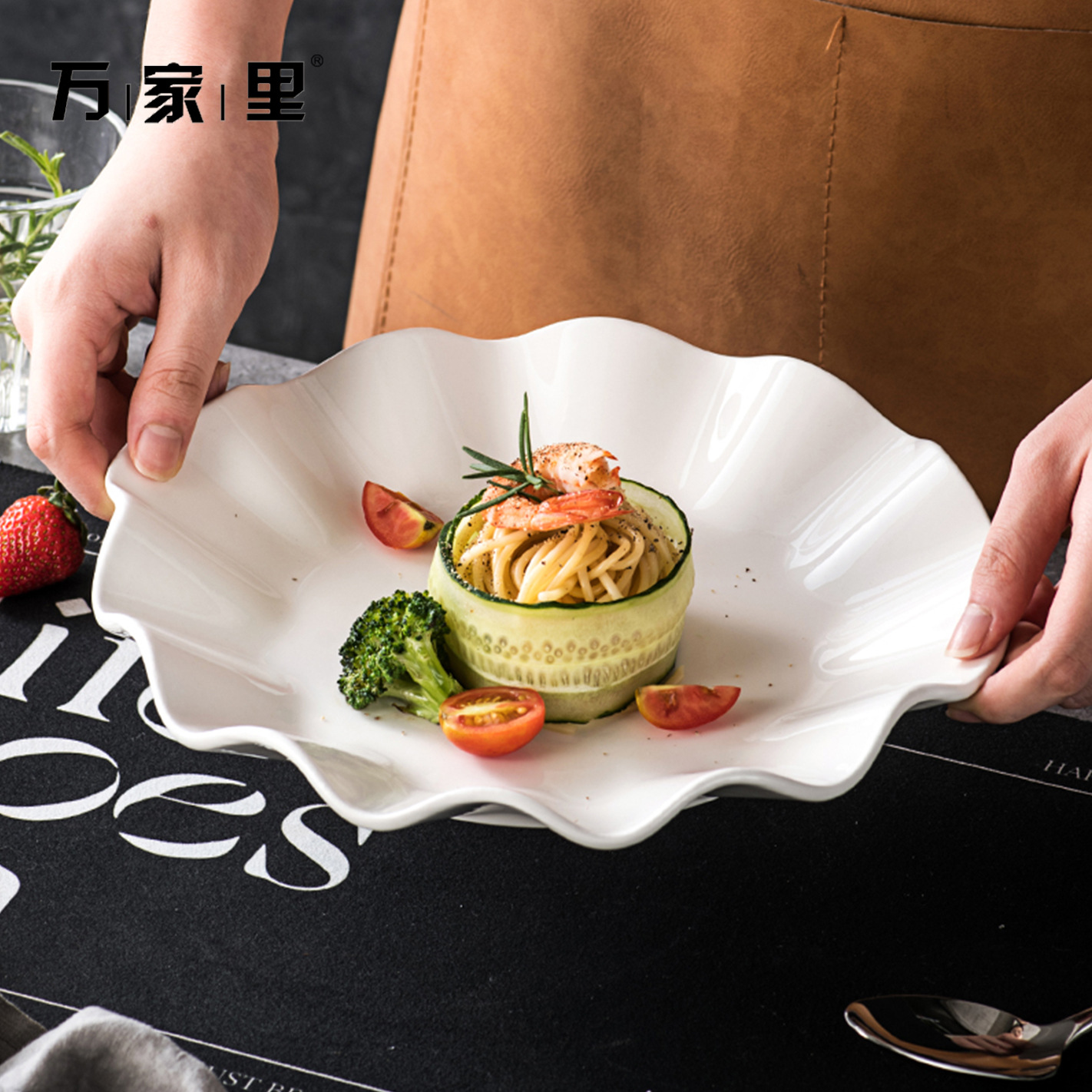 Cerámica creativa platos de hojas de loto platos de sopa platos de platos