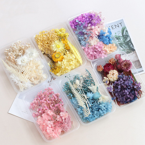 Mixed immortalized flowers, dried flowers, diy material package, real flowers, naturally dried candles, fan photo frames, decorative dried flower boxes