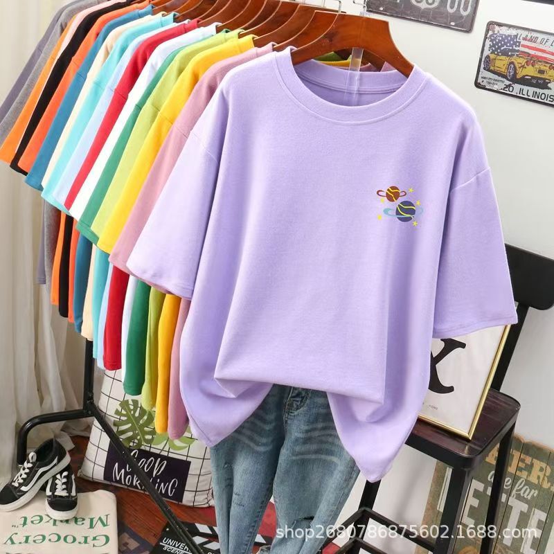 Korean Style Women's Short-Sleeve T-Shirt, Oversized Trendy Women's Short-Sleeve T-Shirt, New Spring/Summer Slim-Fit Cotton Tee