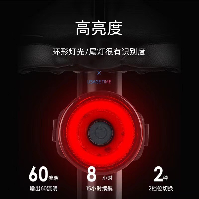 自行车灯车尾灯 3LED高亮警示尾灯 可充电户外骑行尾灯山地车配件|undefined