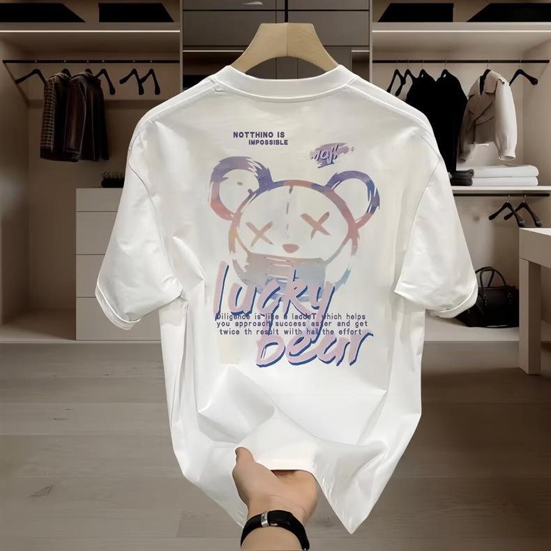 T-shirt à col rond pour homme, haut d'été tendance, ample, manches courtes, pour jeunes, décontracté, demi-manches_voghion.com
