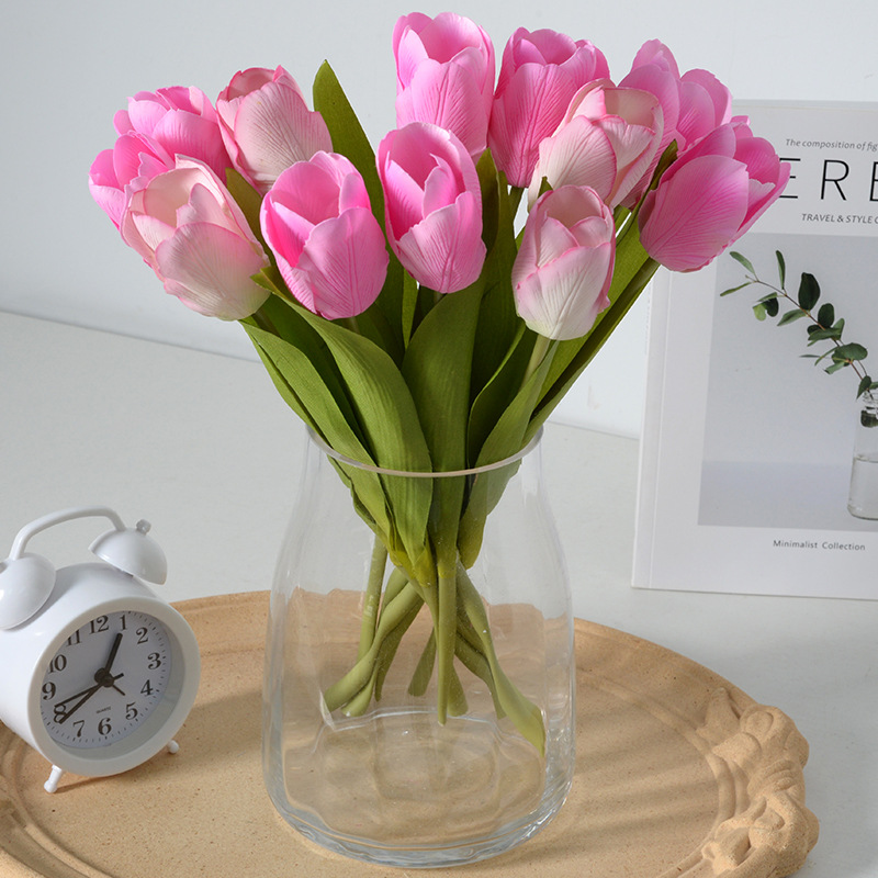 Humectante de alta gama tulipanes de imitación de flores accesorios de fotografía adornamiento de alta sensación de decoración del hogar ramo de flores falsas