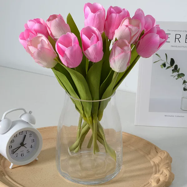 High-end hand moisturizing tulip artificial flower photography props ornaments advanced sense home decoration artificial fake bouquet