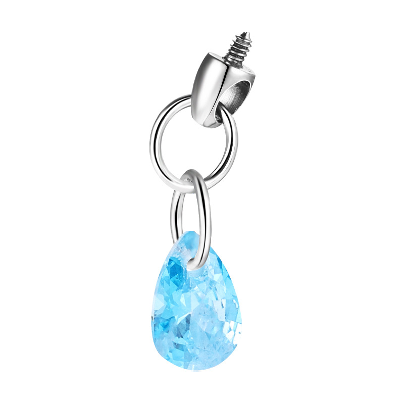 Zesen F136 Titanium Alloy Water Drop Bullet Head Internally Threaded Lip Nail 0.9mm Tooth Lip Nail Ear Bone Nail Accessories Crystal Zircon detail image 12