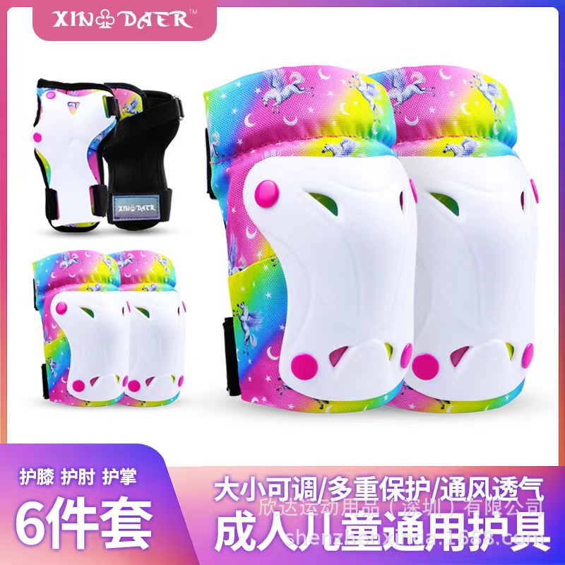 Patín de la juventud deportes gota-resistente rodilla pad protector de la muñeca de los niños patines equipo de protección de 6 piezas de una sola pieza entrega