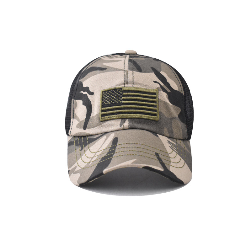 Nueva bandera transfronteriza gorra de béisbol bordada gorra lavada apenada gorra clásica de malla transpirable Gorra de béisbol del Día de la independencia