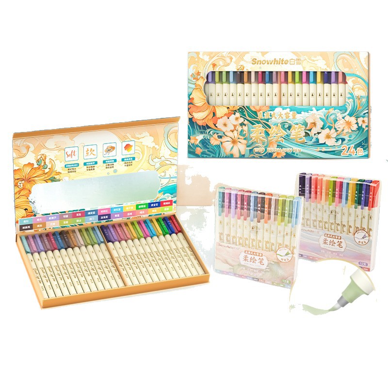 Blanca nieve líquida directa lápiz suave lápiz de mano hermoso lápiz de cuenta pequeña calibre nuevo color nacional 24 colores de arte entrenamiento de lápiz de línea de gancho