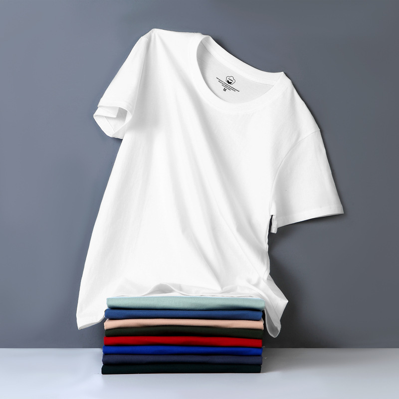 Men's Jane 2021 Spring and Summer New Men's Short-sleeved T-shirt Haze Blue Loose Large Size Fashionable Solid Color Half-sleeved Cotton