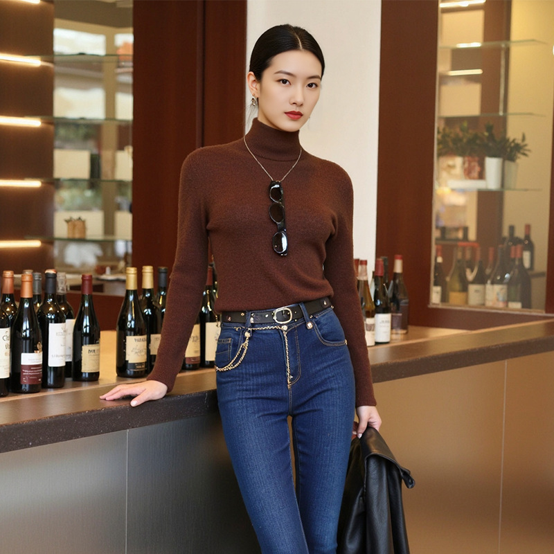 Ai "Cloud Sensation Experience" Ultra-Fine 48-Count Seamless One-Piece 100% Wool Inner Layering Shirt for Women Early Autumn Knitted