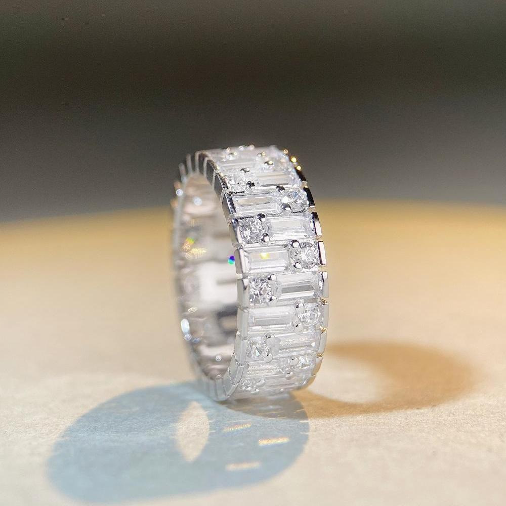Daily Occasion 925 Sterling Silver Material 925 Sterling Silver Zircon Geometric Rings