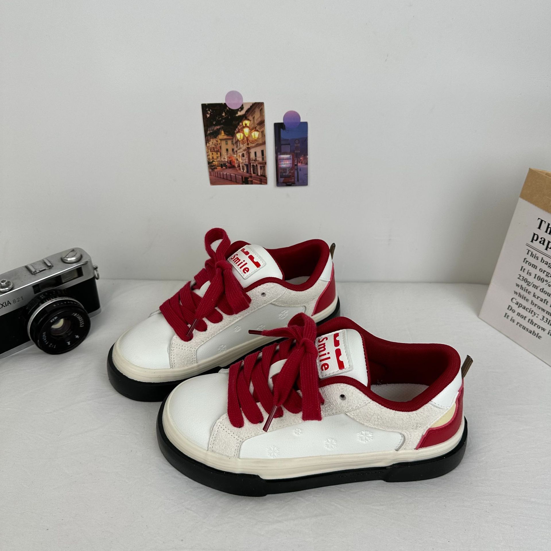Yuanbo2025 primavera nuevos zapatos de lona de estudiantes mujeres versátiles nichos coreanos zapatos de cuero blanco zapatos image 3