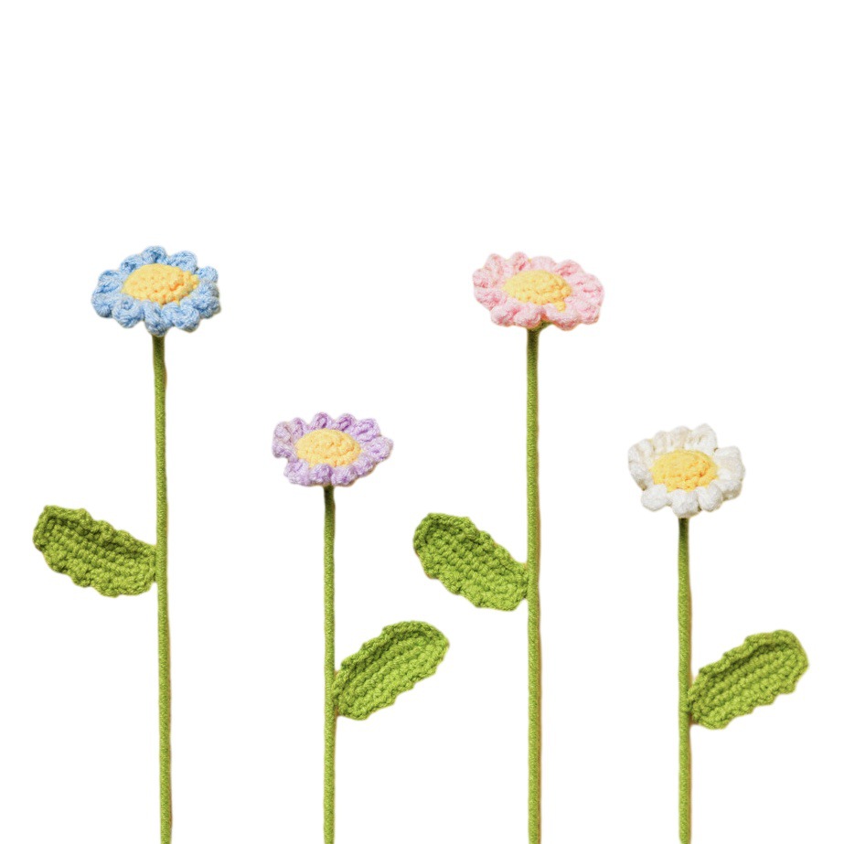 Acabado hecho a mano ganchillo lana tejida Margarita ramo creativo flor eterna regalo del Día de San Valentín novias regalo