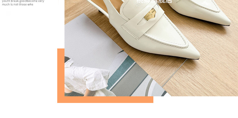 Giày sandal hở lưng nữ mũi nhọn gót thấp da mềm — Màu đen chi tiết 27