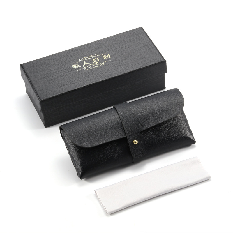 新しいメガネ包装箱、上下カバー、サングラスセット、折りたたみ収納、丸型バッグ、ミラーファブリック、レザーバッグ、アクセサリー、メガネケース