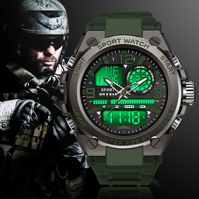 2026 New Style Military Style Large Dial Trendy Men's Watch Student Multi-Functional Export Waterproof Digital Watch