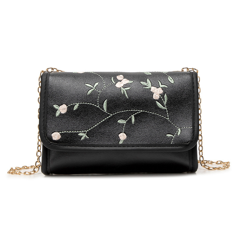 Flor dulce bordado bolso cuadrado simple moda versátil damas cadenas mochila bolso de hombro fresco bolso de teléfono móvil image 5