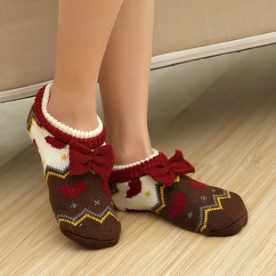 Wool Knitted Fleece-lined Thickened Floor Socks Non-slip Adult Autumn and Winter Adult Men's and Women's Home Socks Indoor Socks