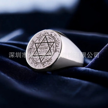 刚色激光镭射图案不锈钢大头戒指