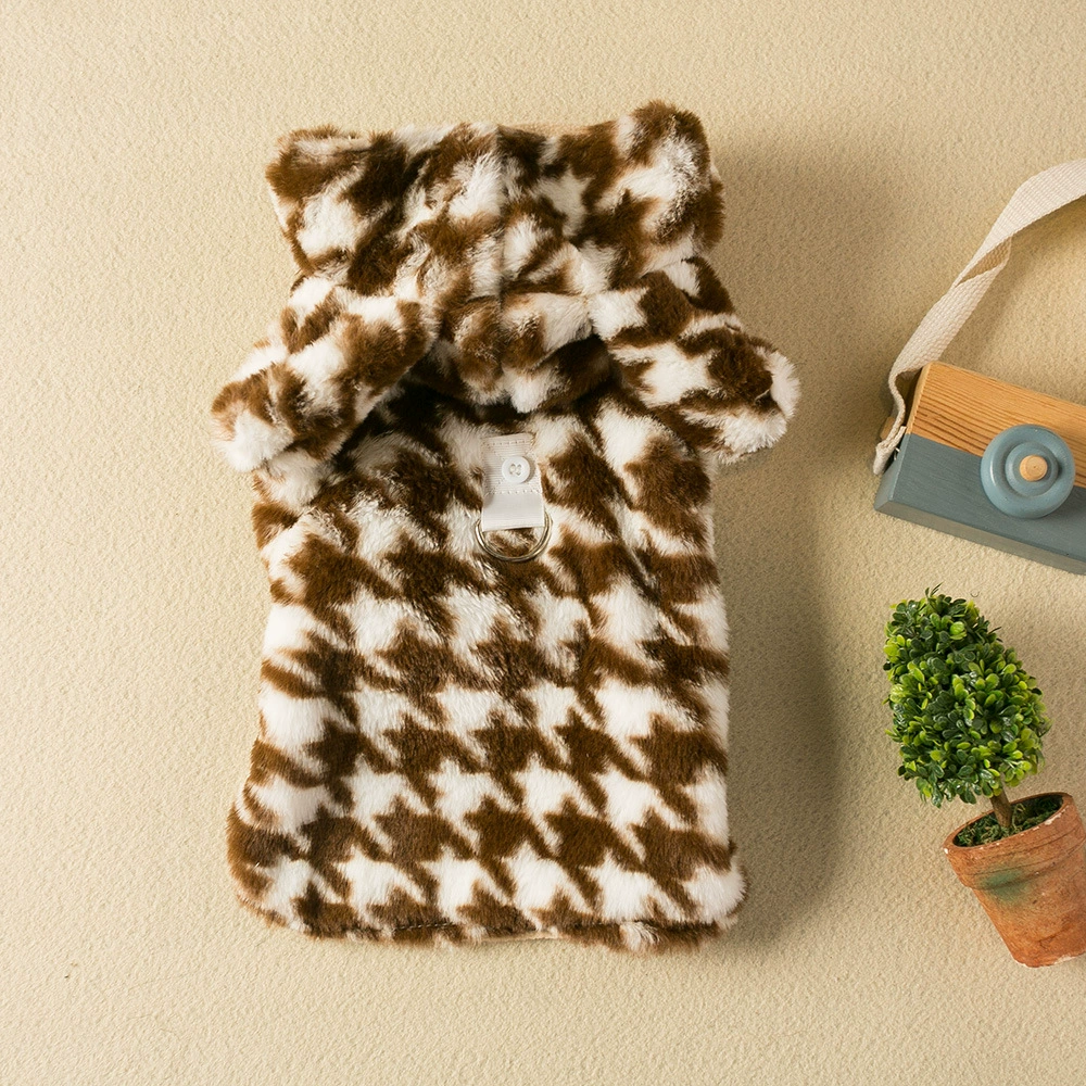 Собачья одежда осенняя и зимняя домашняя одежда накидка меха кролика уши бархат теплые зимние маленькие собачьи плащи