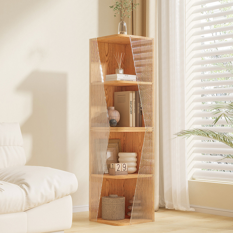 Original nuevo estilo acrílico dormitorio sala de estar estante de piso para estudio mesita de noche estante de almacenamiento de esquina multicapa