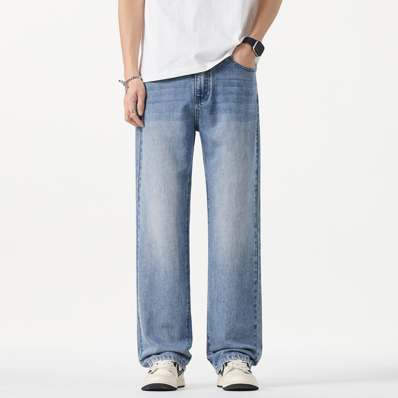 2026 New Summer Thin Tencel Lyocell High-End Wide-Leg Jeans Men's Straight Loose Casual Pants 2026 New Summer Thin Tencel Lyocell High-End Wide-Leg Jeans Men's Straight Loose Casual Pants