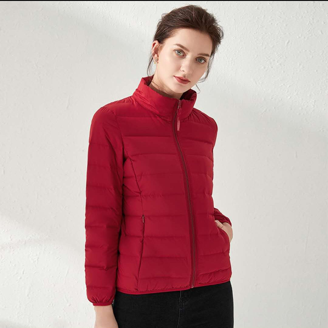 Tik Tok transfronterizo caño invierno plumón chaqueta de mujer ligera corta estilo coreano sin costuras en un tejido de gran tamaño abrigo caliente moda image 9