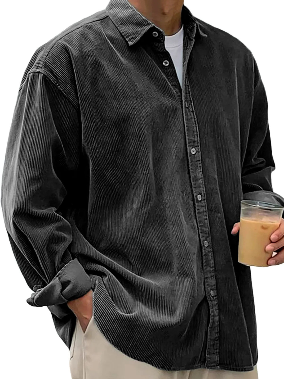 Giacca in denim vintage uomo stile workwear camicia maniche lunghe_voghion.com