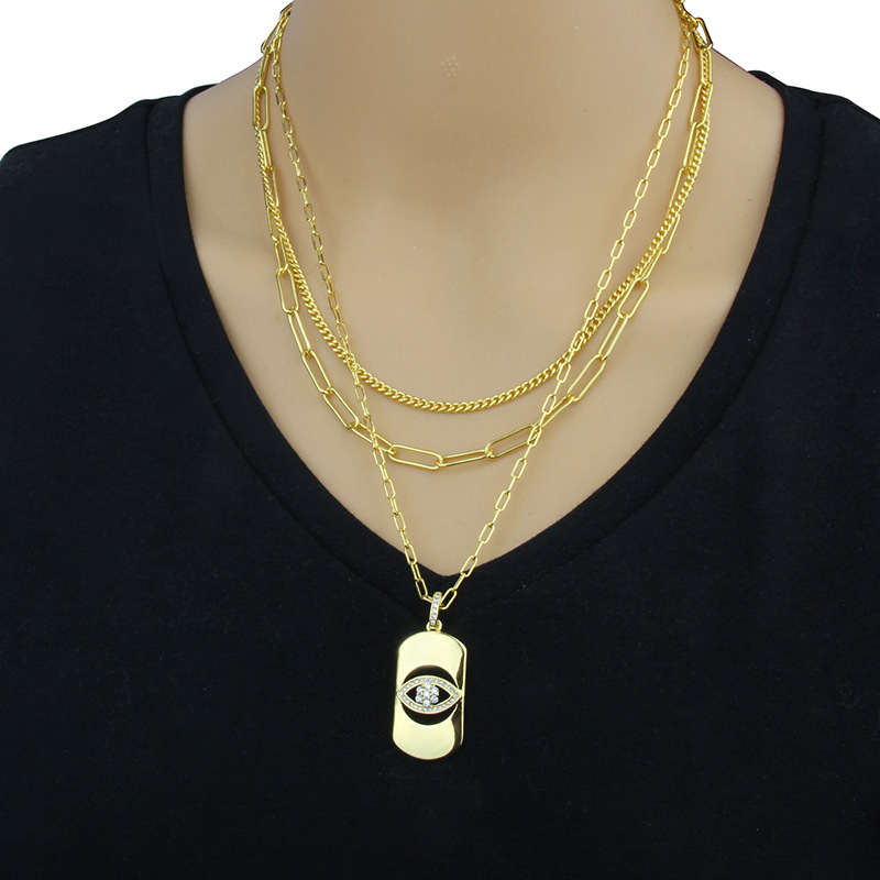 INS Cross-Border E-Commerce New Gold-Plated Eye Necklace Factory Direct Supply Spot Double Chain Fas