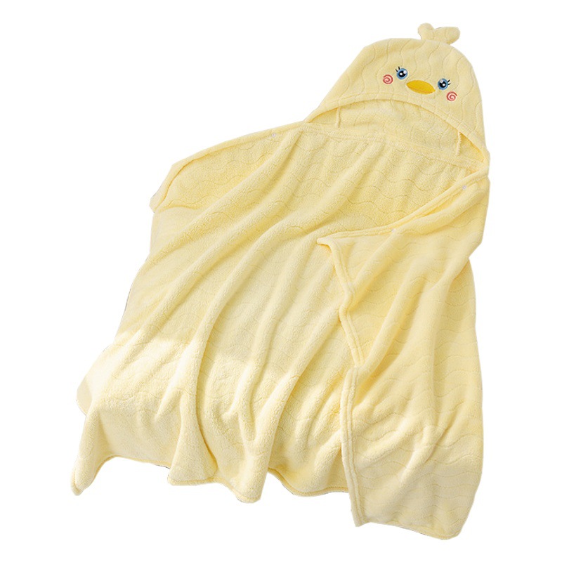 Coral fleece cartoon cape baby bath towel hooded children's absorbent hooded cape wholesale wearable wrapped bathrobe