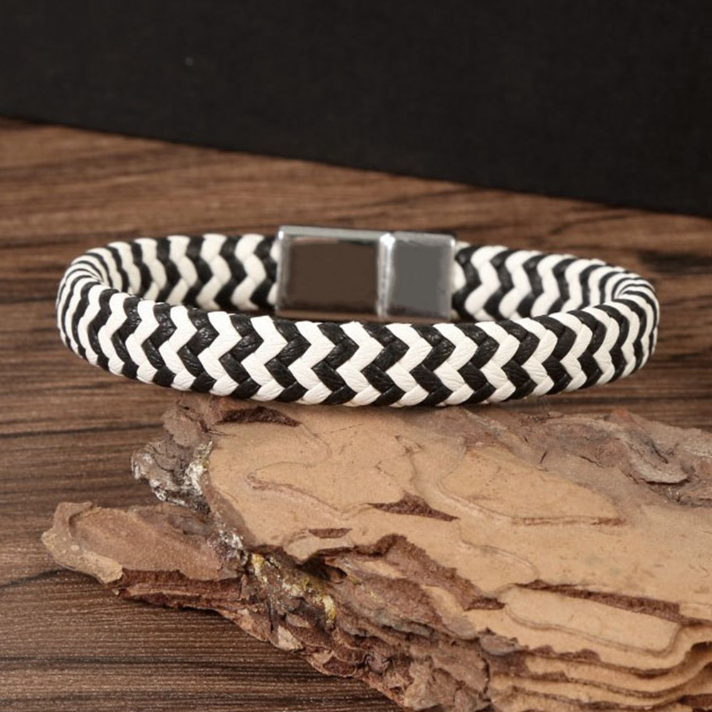 Woven Chain Chain Type 1 Piece Quantity Daily Occasion Alloy Material Simple Style Color Block Alloy Patchwork Water Plating Men's Bracelets Men Cord & Leather Bracelets