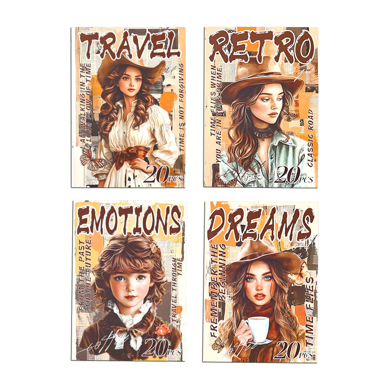 Rastreando los años fugaces, pegatinas de pet transparentes a prueba de agua, pegatinas de diario de bricolaje, pegatinas de chicas europeas retro transfronterizas