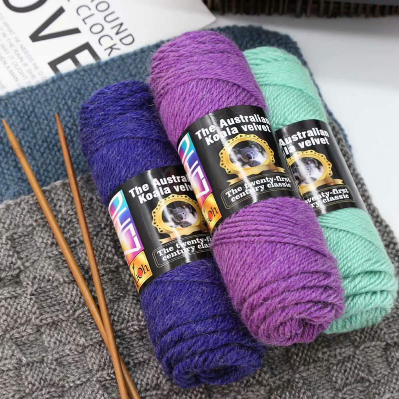 跨境批发考拉绒羊毛混纺棒针线100g团手编针织钩帽子围巾外套线