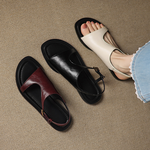 Retro fashionable summer universal sandals open toe flat