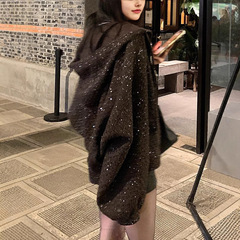 品宣区区欧连帽小香风外套女秋季新款宽松复古设计感小众高级感上