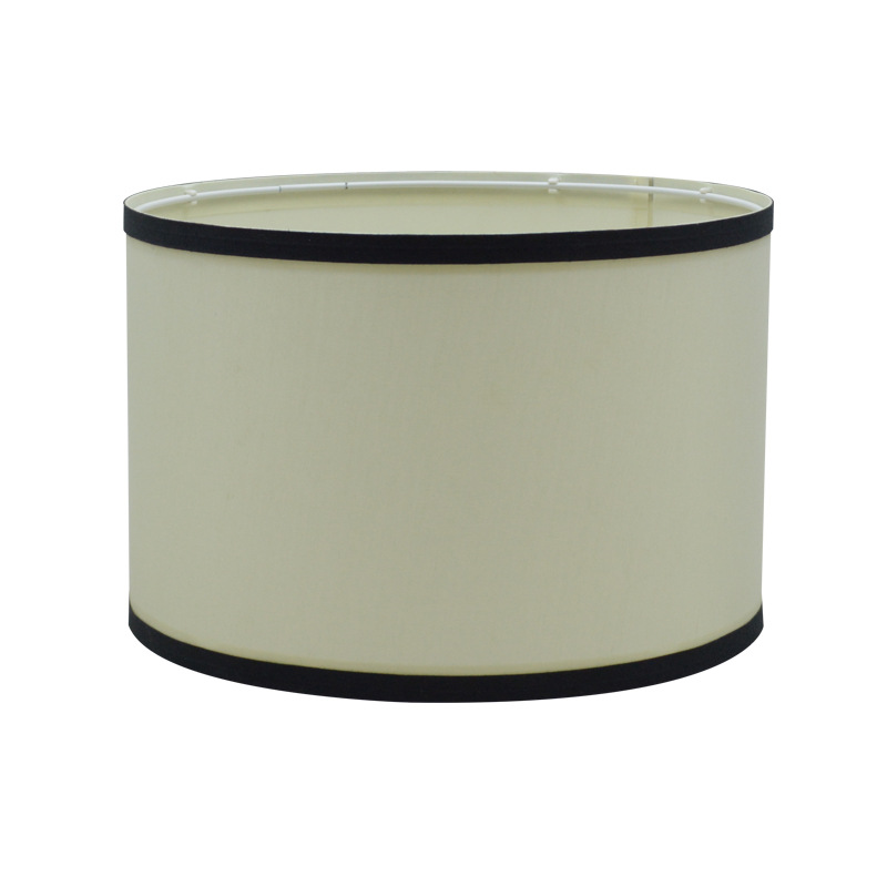 Habitación de invitados piso pantalla accesorios de la lámpara de piel de oveja recta lámpara de papel lámpara de mesa de noche luz beige mate borde negro tela
